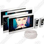 Комплект: видеодомофон HDcom S-104 с 4 мониторами и 2 вызывными панелями 
